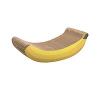 AQPET Tiragraffi in Cartone Banana per Gatti Adulti, Grandi e Piccoli, Tappetino con Graffiatoio in Cartone e Busta di Erba Gatta Pronta misure 47x22x15 cm, Giallo, Verde