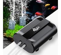AQQA Pompa ad aria per acquario, regolabile con 2 prese d'aria, 5 W, ultra silenziosa, con accessori completi, fino a 800 l