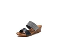 AQQWWER Sandali da donna Plus Size Women Wedges Sandals Slippers Heel Cross Strap Female Big Size Summer Shoes (Color : Schwarz, Size : 44 EU)