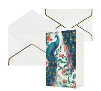 AQRJKHD Bellissimo biglietto di ringraziamento con fiori di pavone con buste, biglietti di auguri di buon compleanno per donne e uomini, biglietti vuoti per tutte le occasioni, biglietti di auguri per