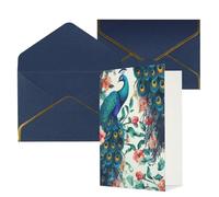 AQRJKHD Bellissimo biglietto di ringraziamento con fiori di pavone con buste, biglietti di auguri di buon compleanno per donne e uomini, biglietti vuoti per tutte le occasioni, biglietti di auguri per