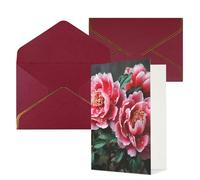AQRJKHD Bellissimo biglietto di ringraziamento con fiori di peonia con buste, biglietti di auguri di buon compleanno per donne e uomini, biglietti vuoti per tutte le occasioni, biglietti di auguri per