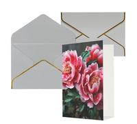 AQRJKHD Bellissimo biglietto di ringraziamento con fiori di peonia con buste, biglietti di auguri di buon compleanno per donne e uomini, biglietti vuoti per tutte le occasioni, biglietti di auguri per
