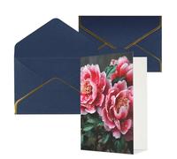 AQRJKHD Bellissimo biglietto di ringraziamento con fiori di peonia con buste, biglietti di auguri di buon compleanno per donne e uomini, biglietti vuoti per tutte le occasioni, biglietti di auguri per