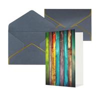 AQRJKHD Biglietti di ringraziamento colorati in legno con buste, biglietti di auguri di buon compleanno, per donne e uomini, biglietti vuoti per tutte le occasioni, biglietti di auguri per matrimoni
