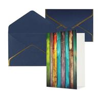 AQRJKHD Biglietti di ringraziamento colorati in legno con buste, biglietti di auguri di buon compleanno, per donne e uomini, biglietti vuoti per tutte le occasioni, biglietti di auguri per matrimoni