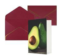 AQRJKHD Biglietto di ringraziamento a metà taglio con avocado con buste, biglietti di auguri di buon compleanno per donne e uomini, biglietti vuoti per tutte le occasioni, biglietti di auguri per