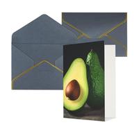 AQRJKHD Biglietto di ringraziamento a metà taglio con avocado con buste, biglietti di auguri di buon compleanno per donne e uomini, biglietti vuoti per tutte le occasioni, biglietti di auguri per
