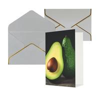 AQRJKHD Biglietto di ringraziamento a metà taglio con avocado con buste, biglietti di auguri di buon compleanno per donne e uomini, biglietti vuoti per tutte le occasioni, biglietti di auguri per