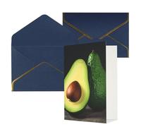 AQRJKHD Biglietto di ringraziamento a metà taglio con avocado con buste, biglietti di auguri di buon compleanno per donne e uomini, biglietti vuoti per tutte le occasioni, biglietti di auguri per