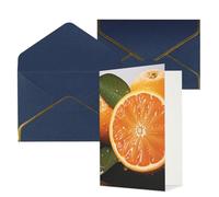 AQRJKHD Biglietto di ringraziamento arancione con buste, biglietto di auguri di buon compleanno, per donne e uomini, biglietti vuoti per tutte le occasioni, biglietti di auguri per matrimoni, baby