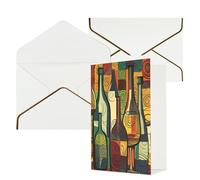 AQRJKHD Biglietto di ringraziamento artistico con bottiglie di vino con buste, biglietti di auguri di buon compleanno, per donne e uomini, biglietti vuoti per tutte le occasioni, biglietti di auguri
