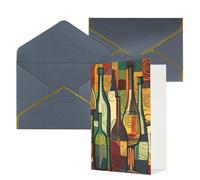 AQRJKHD Biglietto di ringraziamento artistico con bottiglie di vino con buste, biglietti di auguri di buon compleanno, per donne e uomini, biglietti vuoti per tutte le occasioni, biglietti di auguri