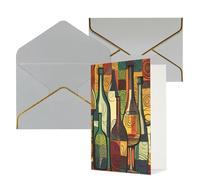 AQRJKHD Biglietto di ringraziamento artistico con bottiglie di vino con buste, biglietti di auguri di buon compleanno, per donne e uomini, biglietti vuoti per tutte le occasioni, biglietti di auguri