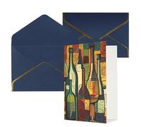 AQRJKHD Biglietto di ringraziamento artistico con bottiglie di vino con buste, biglietti di auguri di buon compleanno, per donne e uomini, biglietti vuoti per tutte le occasioni, biglietti di auguri