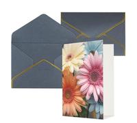 AQRJKHD Biglietto di ringraziamento colorato con margherita con buste, biglietto di auguri di buon compleanno, per donne e uomini, biglietti vuoti per tutte le occasioni, biglietti di auguri per