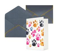 AQRJKHD Biglietto di ringraziamento colorato con zampe di cane con buste, biglietti di auguri di buon compleanno per donne e uomini, biglietti vuoti per tutte le occasioni, biglietti di auguri per