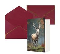 AQRJKHD Biglietto di ringraziamento con animali cervi con buste, biglietti di auguri di buon compleanno, per donne e uomini, biglietti vuoti per tutte le occasioni, biglietti di auguri per matrimoni