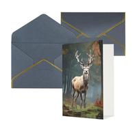 AQRJKHD Biglietto di ringraziamento con animali cervi con buste, biglietti di auguri di buon compleanno, per donne e uomini, biglietti vuoti per tutte le occasioni, biglietti di auguri per matrimoni