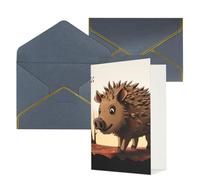 AQRJKHD Biglietto di ringraziamento con animazione di cinghiale con buste, biglietto di auguri di buon compleanno, per donne e uomini, biglietti vuoti per tutte le occasioni, biglietti di auguri per