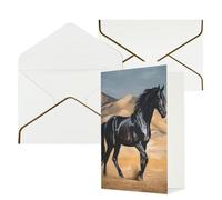 AQRJKHD Biglietto di ringraziamento con cavallo arabo nero con buste, biglietto di auguri di buon compleanno, per donne e uomini, biglietti vuoti per tutte le occasioni, biglietti di auguri per