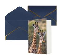 AQRJKHD Biglietto di ringraziamento con due giraffe con buste, biglietti di auguri di buon compleanno, per donne e uomini, biglietti vuoti per tutte le occasioni, biglietti di auguri per matrimoni