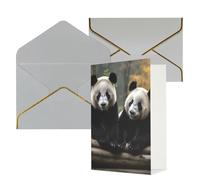 AQRJKHD Biglietto di ringraziamento con due grandi panda, con buste, biglietti di auguri di buon compleanno, per donne e uomini, biglietti vuoti per tutte le occasioni, biglietti di auguri per