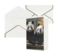 AQRJKHD Biglietto di ringraziamento con due grandi panda, con buste, biglietti di auguri di buon compleanno, per donne e uomini, biglietti vuoti per tutte le occasioni, biglietti di auguri per
