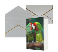 AQRJKHD Biglietto di ringraziamento con due pappagalli che si amano con buste, biglietti di auguri di buon compleanno per donne e uomini, biglietti vuoti per tutte le occasioni, biglietti di auguri