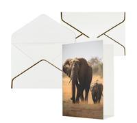 AQRJKHD Biglietto di ringraziamento con elefanti che camminano, madre e bambino, con buste, biglietti di auguri di buon compleanno per donne e uomini, biglietti vuoti per tutte le occasioni, biglietti