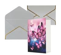 AQRJKHD Biglietto di ringraziamento con farfalle rosa con buste, biglietto di auguri di buon compleanno, per donne e uomini, biglietti vuoti per tutte le occasioni, biglietti di auguri per matrimoni