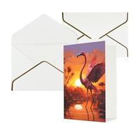 AQRJKHD Biglietto di ringraziamento con fenicottero al tramonto con buste, biglietti di auguri di buon compleanno per donne e uomini, biglietti vuoti per tutte le occasioni, biglietti di auguri per