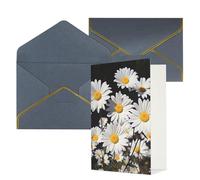 AQRJKHD Biglietto di ringraziamento con margherita bianca con buste, biglietto di auguri di buon compleanno, per donne e uomini, biglietti vuoti per tutte le occasioni, biglietti di auguri per
