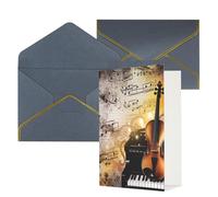 AQRJKHD Biglietto di ringraziamento con note musicali per pianoforte, violino, con buste, biglietti di auguri di buon compleanno, per donne e uomini, biglietti vuoti per tutte le occasioni, biglietti