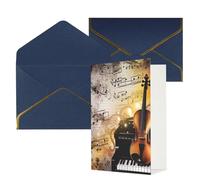 AQRJKHD Biglietto di ringraziamento con note musicali per pianoforte, violino, con buste, biglietti di auguri di buon compleanno, per donne e uomini, biglietti vuoti per tutte le occasioni, biglietti