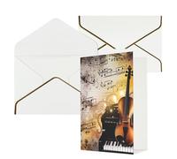 AQRJKHD Biglietto di ringraziamento con note musicali per pianoforte, violino, con buste, biglietti di auguri di buon compleanno, per donne e uomini, biglietti vuoti per tutte le occasioni, biglietti