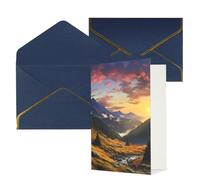 AQRJKHD Biglietto di ringraziamento con paesaggio con tramonto in montagna con buste, biglietti di auguri di buon compleanno per donne e uomini, biglietti vuoti per tutte le occasioni, biglietti di
