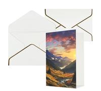 AQRJKHD Biglietto di ringraziamento con paesaggio con tramonto in montagna con buste, biglietti di auguri di buon compleanno per donne e uomini, biglietti vuoti per tutte le occasioni, biglietti di