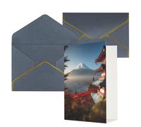 AQRJKHD Biglietto di ringraziamento con paesaggio del Monte Fuji del Giappone con buste, biglietto di auguri di buon compleanno per donne e uomini, biglietti vuoti per tutte le occasioni, biglietti di