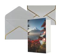 AQRJKHD Biglietto di ringraziamento con paesaggio del Monte Fuji del Giappone con buste, biglietto di auguri di buon compleanno per donne e uomini, biglietti vuoti per tutte le occasioni, biglietti di