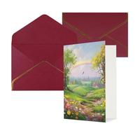 AQRJKHD Biglietto di ringraziamento con paesaggio primaverile con buste, biglietti di auguri di buon compleanno per donne e uomini, biglietti vuoti per tutte le occasioni, biglietti di auguri per
