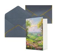 AQRJKHD Biglietto di ringraziamento con paesaggio primaverile con buste, biglietti di auguri di buon compleanno per donne e uomini, biglietti vuoti per tutte le occasioni, biglietti di auguri per