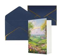 AQRJKHD Biglietto di ringraziamento con paesaggio primaverile con buste, biglietti di auguri di buon compleanno per donne e uomini, biglietti vuoti per tutte le occasioni, biglietti di auguri per