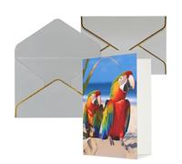 AQRJKHD Biglietto di ringraziamento con pappagalli sulla spiaggia con buste, biglietti di auguri di buon compleanno per donne e uomini, biglietti vuoti per tutte le occasioni, biglietti di auguri per