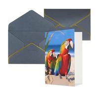 AQRJKHD Biglietto di ringraziamento con pappagalli sulla spiaggia con buste, biglietti di auguri di buon compleanno per donne e uomini, biglietti vuoti per tutte le occasioni, biglietti di auguri per