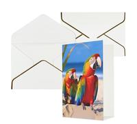 AQRJKHD Biglietto di ringraziamento con pappagalli sulla spiaggia con buste, biglietti di auguri di buon compleanno per donne e uomini, biglietti vuoti per tutte le occasioni, biglietti di auguri per