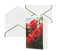 AQRJKHD Biglietto di ringraziamento con rose rosse e cespuglio in giardino con buste, biglietto di auguri di buon compleanno per donne e uomini, biglietti vuoti per tutte le occasioni, biglietti di