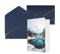 AQRJKHD Biglietto di ringraziamento con scene innevate e montagne invernali, con buste, biglietti di auguri di buon compleanno per donne e uomini, biglietti vuoti per tutte le occasioni, biglietti di