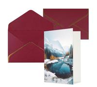 AQRJKHD Biglietto di ringraziamento con scene innevate e montagne invernali, con buste, biglietti di auguri di buon compleanno per donne e uomini, biglietti vuoti per tutte le occasioni, biglietti di