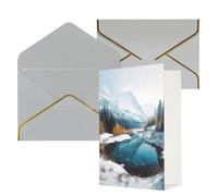 AQRJKHD Biglietto di ringraziamento con scene innevate e montagne invernali, con buste, biglietti di auguri di buon compleanno per donne e uomini, biglietti vuoti per tutte le occasioni, biglietti di